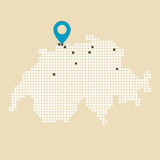 Map der Schweiz mit Pin am Standort Basel Elisabethenanlage