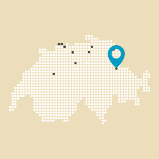 Map der Schweiz mit Pin am Standort Sargans