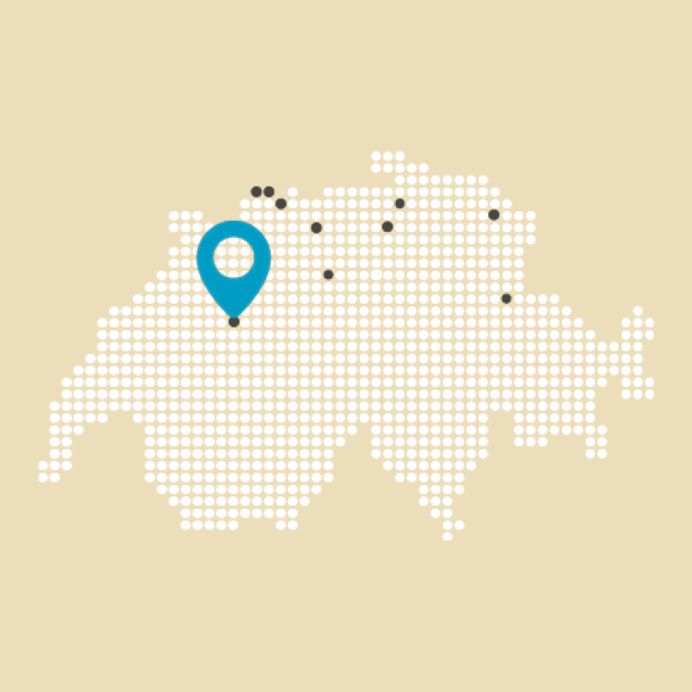 Map der Schweiz mit Pin am Standort Bern