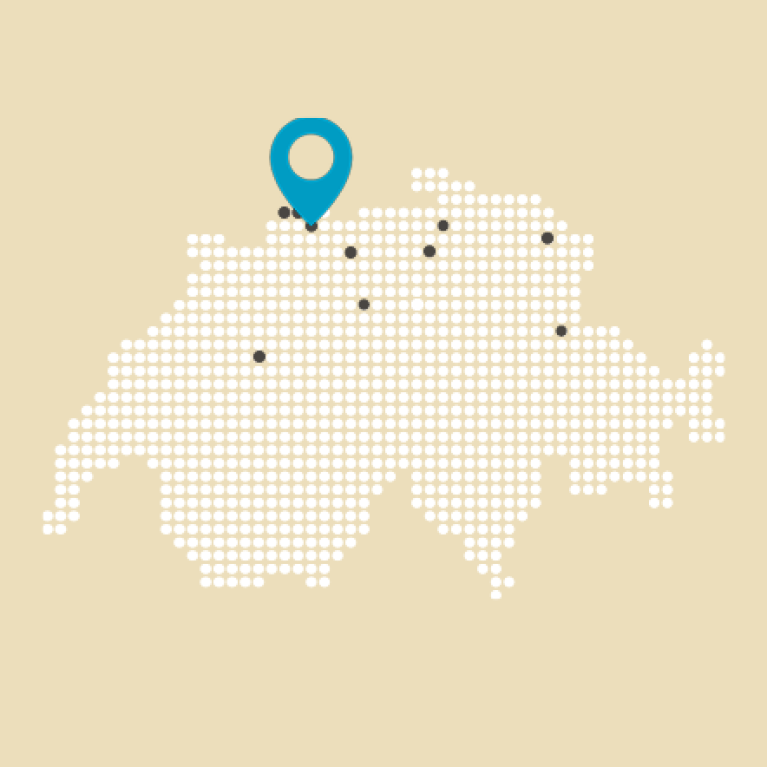 Map der Schweiz mit Pin am Standort Rheinfelden