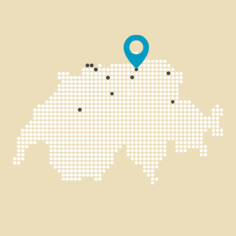 Map der Schweiz mit Pin am Standort Winterthur