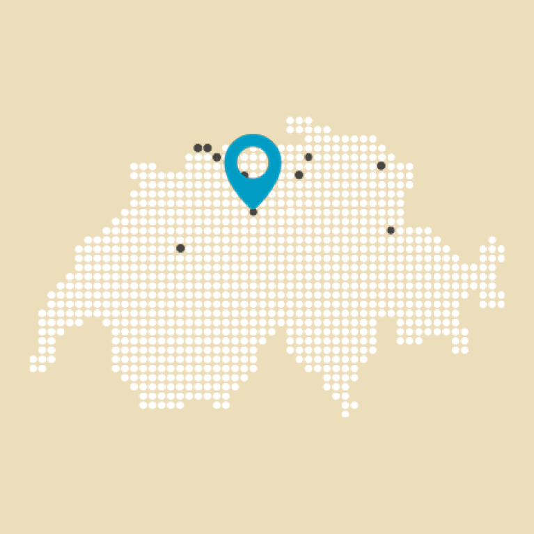 Map der Schweiz mit Pin am Standort Zug